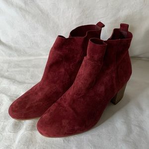 Steve Madden Harber Burgundy  Leather Ankle Boots Heels Size 7M